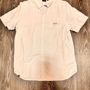 Vans Men's Light Gray Short Sleeve Button-Down Shirt